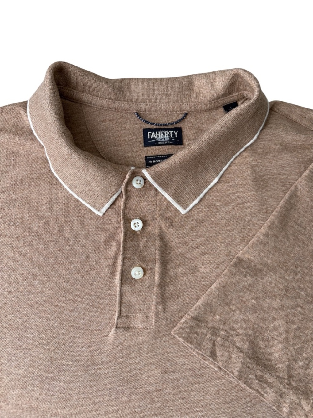 Faherty Men's Short Sleeve Movement Pique Polo Size L Driftwood Island Heather